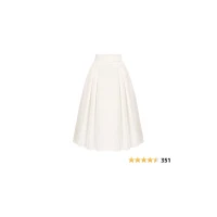 High Waisted Pleated A-Line Skirt with Pockets