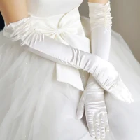[$23.79] Satin Opera Length Glove Gloves With Solid Wedding / Party Glove