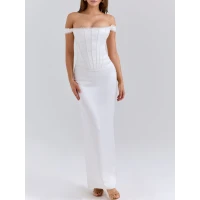 ISIS Ivory Satin Corset Maxi Dress | Nordstrom