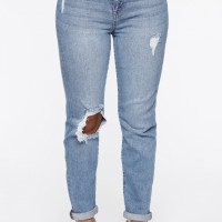 Need A New High Rise Mom Jeans - Medium Blue Wash