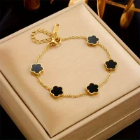 1pc Flower Clover Thin Chain Bracelet Minimalist Hand Chain Jewelry For Women
