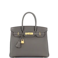 Birkin Handbag Grey Togo with Gold Hardware 30