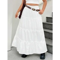 Women's Plus Size Ruffle Trimmed Hem Skirt