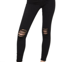 Womens Topshop Jamie High Waist Ripped Black Jeans