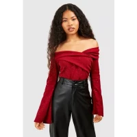 Petite Glitter Bardot Bodysuit