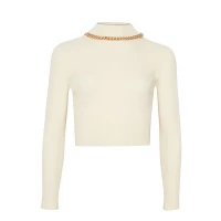 CHAIN RIBBED CROPPED TOP OFF-WHITE