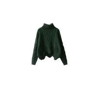 Alloaone Women's Autumn And Winter Version Loose Fit Plush High Neck Knit Shirt Half Skirt Two Piece Set