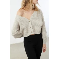 Cropped Button Front Cardigan