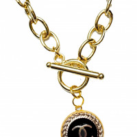 Repurposed Black CC Toggle Chain Necklace