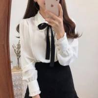 Leoom Bow Accent Long-Sleeve Blouse | YesStyle