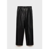 Leather-effect straight trousers - Women | MANGO USA