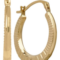 Ribbed-Style Hoop Earrings in 10k Gold, 2/3 inch