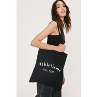 Womens Athletisme Graphic Canvas Tote Bag - Black - ONE SIZE, Black