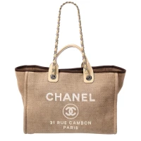 Chanel Beige Canvas XL Deauville Tote (Authentic Pre-Owned)
