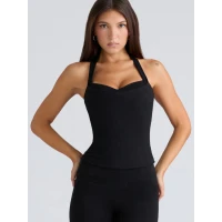 THE PEEKABOO Black Halter Neck Corset Top | Nordstrom