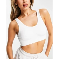 New Look rib seamless sports bra in white