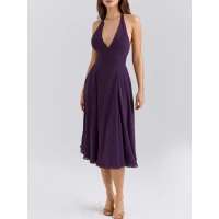 SOLADA Grape Georgette Halter Sundress | Nordstrom