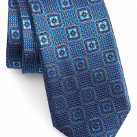 Mens Canali Medallion Silk Tie, Size Regular - Blue