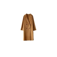 Disimlarl Womens Wool Long Overcoat Turn-Down Collar Pocket Double Notch Lapel Double-Breasted Coat