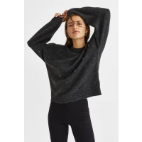 Pullover mit Perlen - Dunkelgrau - Ladies | H&M DE