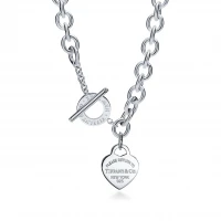 Heart Tag Toggle Necklace in Silver