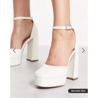 ASOS DESIGN Priority platform high heeled shoes in white