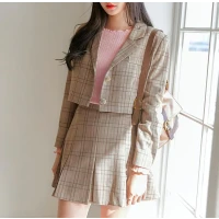 Cropped Check Jacket