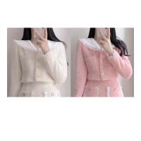 Macaron Lace Collar Crop Fur Jacket 2color