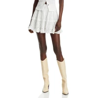 LoveShackFancy Moira Eyelet Cotton Mini Skirt