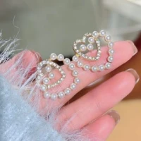 Heart Faux Pearl Alloy Stud Earring