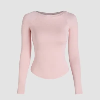 Round Neckline Solid Long Sleeve Tee