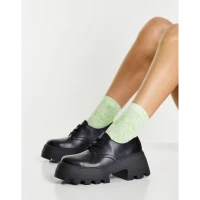 ASOS DESIGN Midnight chunky lace up flat shoes in black