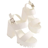 Women Classic Open Toe Chunky High Heel Sandals Buckle Strap Slingback Summer Platform Dress Shoes