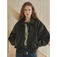 Faux Leather Blouson Jacket