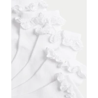 5pk Cotton Blend Frill Socks (6 Small - 7