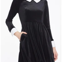 Black long sleeve dress with white collar