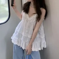 V-Neck Ruffle Trim Cami Top