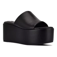 Nine West Balla Womens Platform Slide Sandals,Black