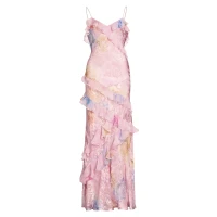 Womens Rialto Jacquard Floor-Length Dress - Candy Sparkle - Size 00 - Candy Sparkle -