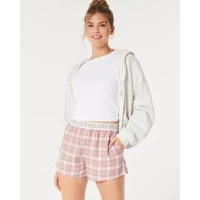 High-Rise Flannel Shorts