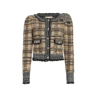 Womens Chantria Cropped Tweed Cardigan - Noir -