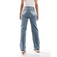 Miss Selfridge heart pocket straight leg jean in dirty wash