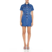 Denim Button-Front Mini Dress