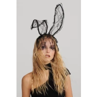 Womens We Dont Find It Bunny Veil Ears - Black - ONE
