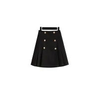 Plus Size Pleated A-Line Wool Skirt
