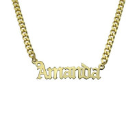 Gothic Name Necklace w/ Cuban Chain