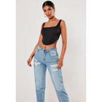 Missguided - Black Satin Corset Top