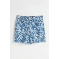 H & M - High Waist Denim Shorts - Blue