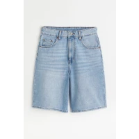 H & M - Wide Bermuda High Waist Shorts - Blue