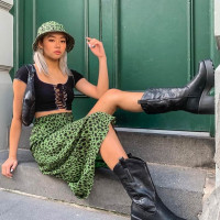 Saika Midi Skirt in Cheetah Khaki by Motel